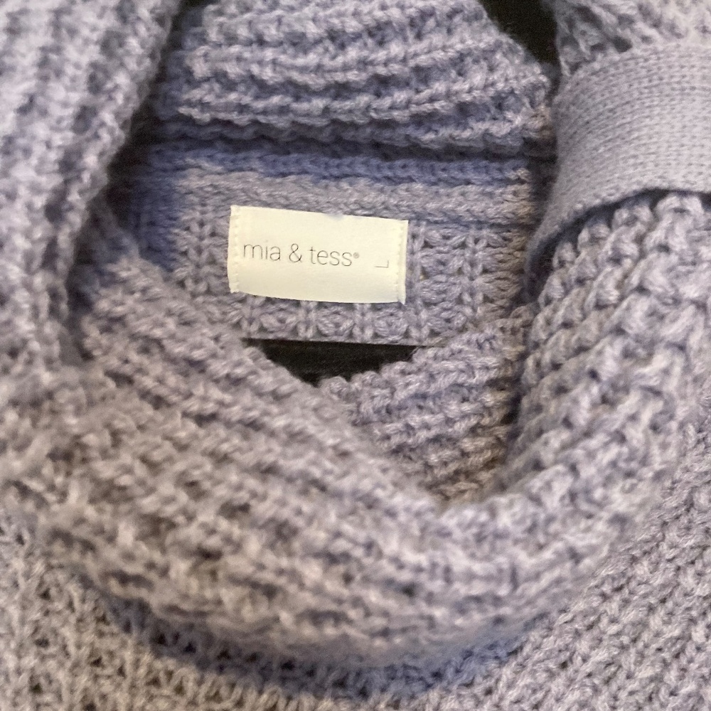 Beautiful Blue Knit Turtleneck/Cowl neck Sweater by Mia & Tess Women's Large - Picture 3 of 6